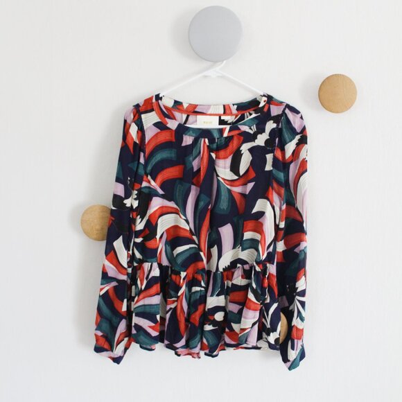 Anthropologie x Meave Cheyenne Peplum Birds Print Blouse - Size Small NEW NWT - Picture 5 of 5